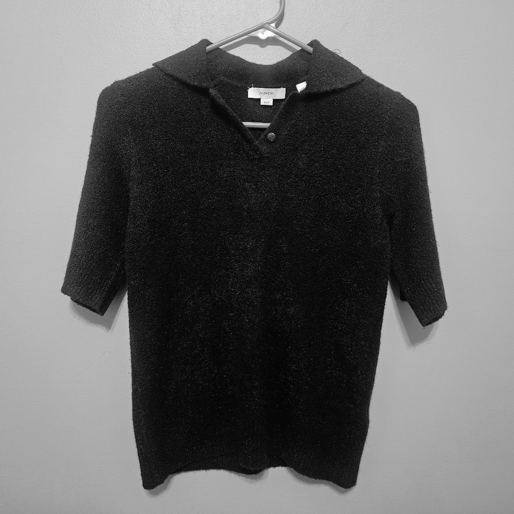 Vince Silk & Cashmere Short Sleeve Pullover Sweater Size XS Black